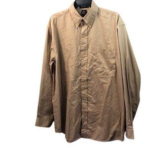 Jonathan Corey Mens Beige Button-Up Shirt L 16-16.5 60% Cotton 40% Polyester Mad